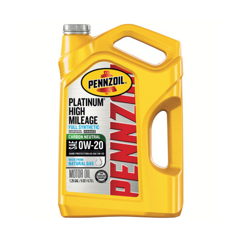 Pennzoil Platinum High Mileage Full Synthetic 0W-20 Motor Oil, 5 Quart