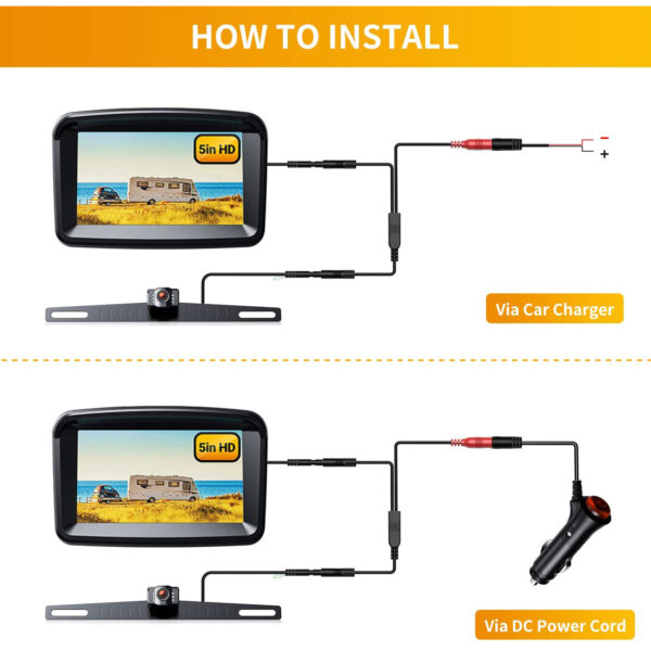 Backup Camera Ease-Setup for Cars: 5-inch HD 1080P Rear View Camera - Image 4