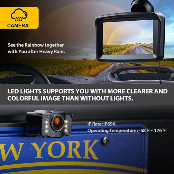 Backup Camera Ease-Setup for Cars: 5-inch HD 1080P Rear View Camera - Image 3