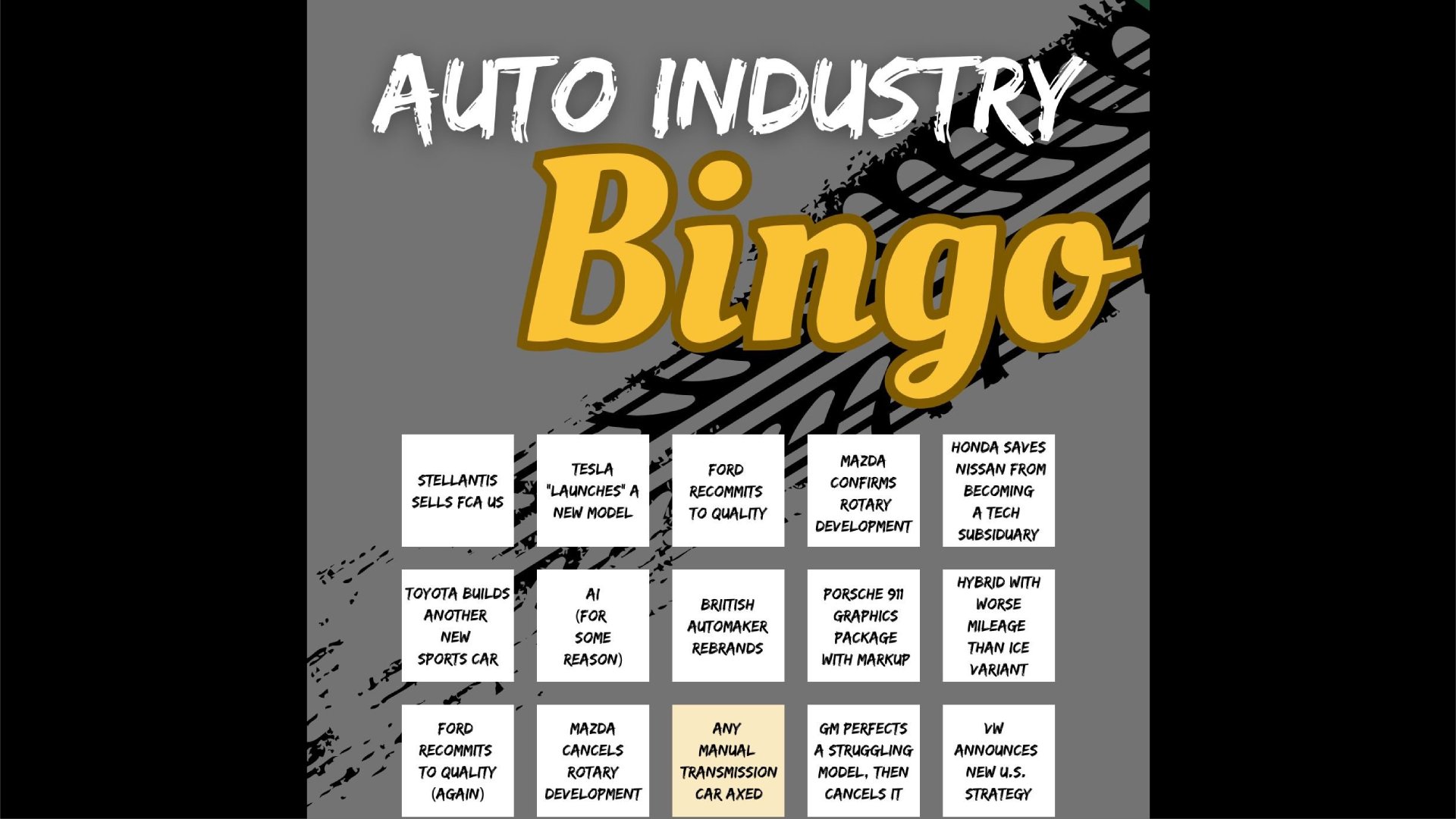 What Would You Put on a 2026 Auto Industry Bingo Card?